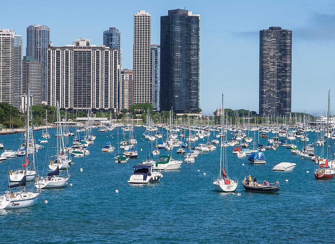 We Are Independent - Chicago Skyline With Yachts and Waterfront on a Sunny Day